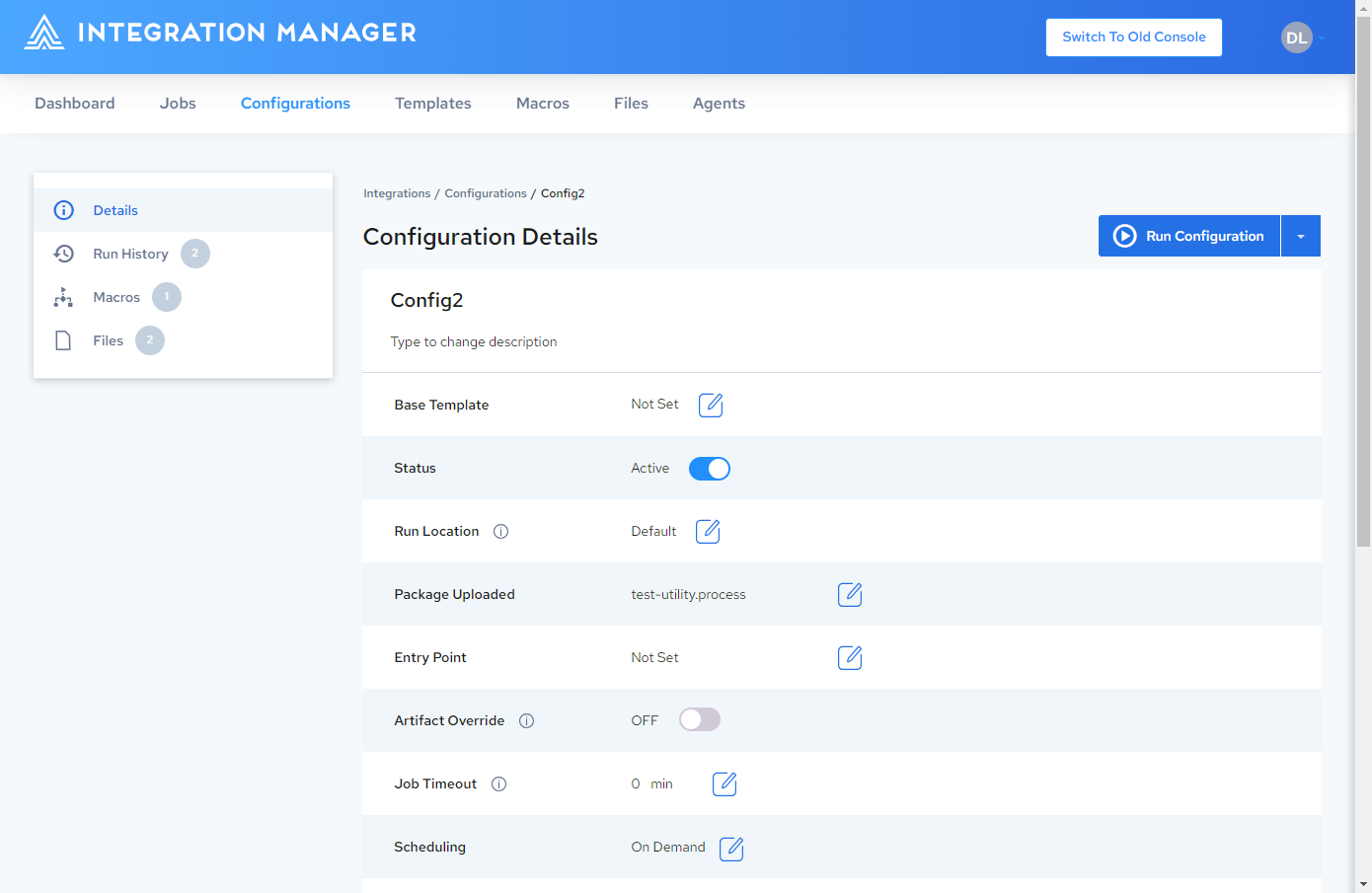 Configuration Details Page