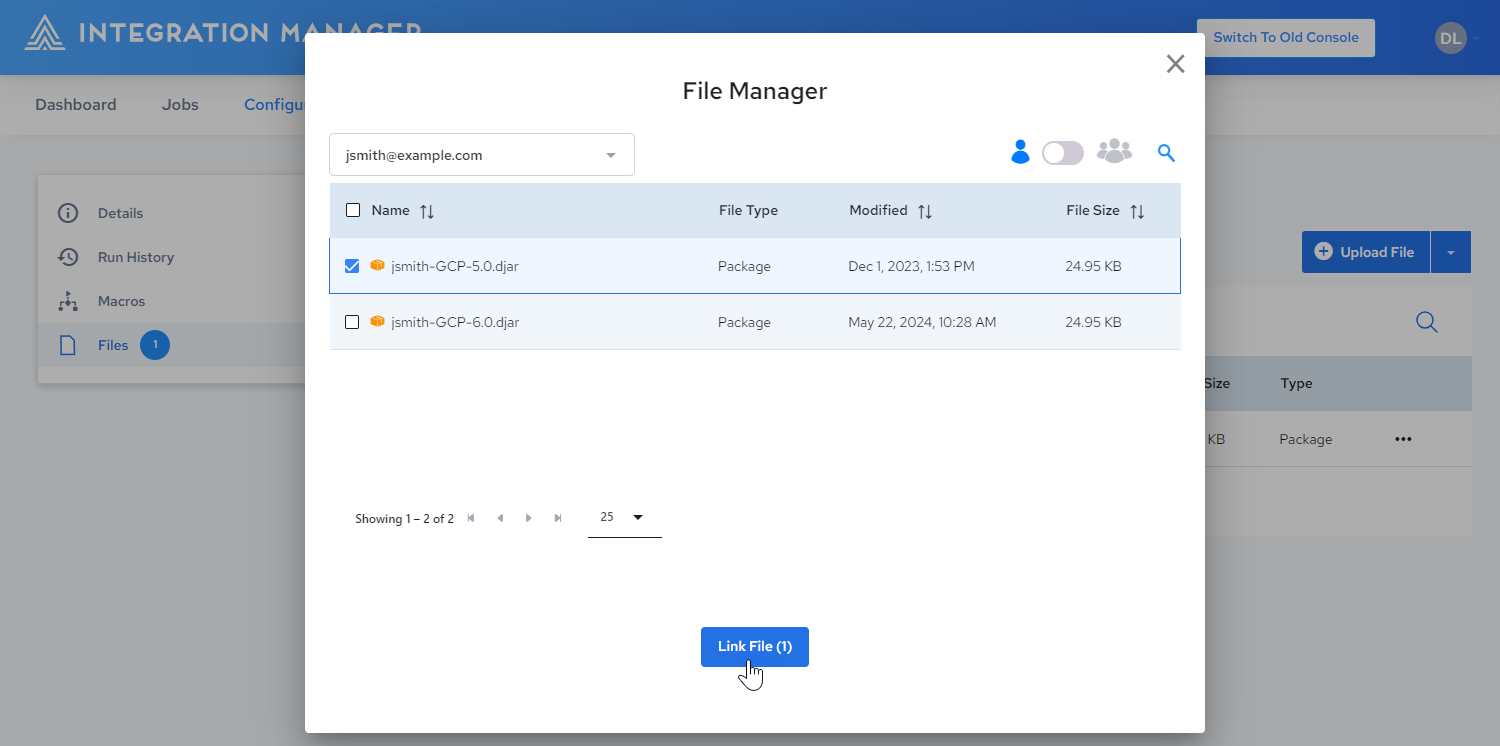 File Manager Select Private Files